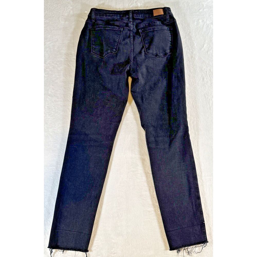 Judy Blue Jeans SZ 28 Black Slim Fit Mid Rise Stretch Distressed Raw Hem JB88137 - Picture 3 of 14